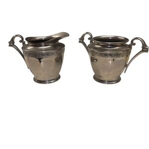 Vintage Wallingford Creamer and Sugar Bowl Set‎ Silver Plated Serving